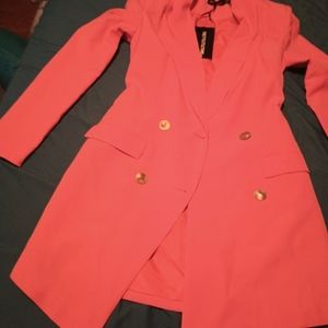 Coral Gold Button Blazer